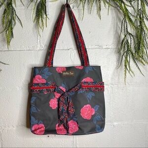 Matilda Jane Floral Heartstrings Tote Easy Clean Pink & Blue Roses